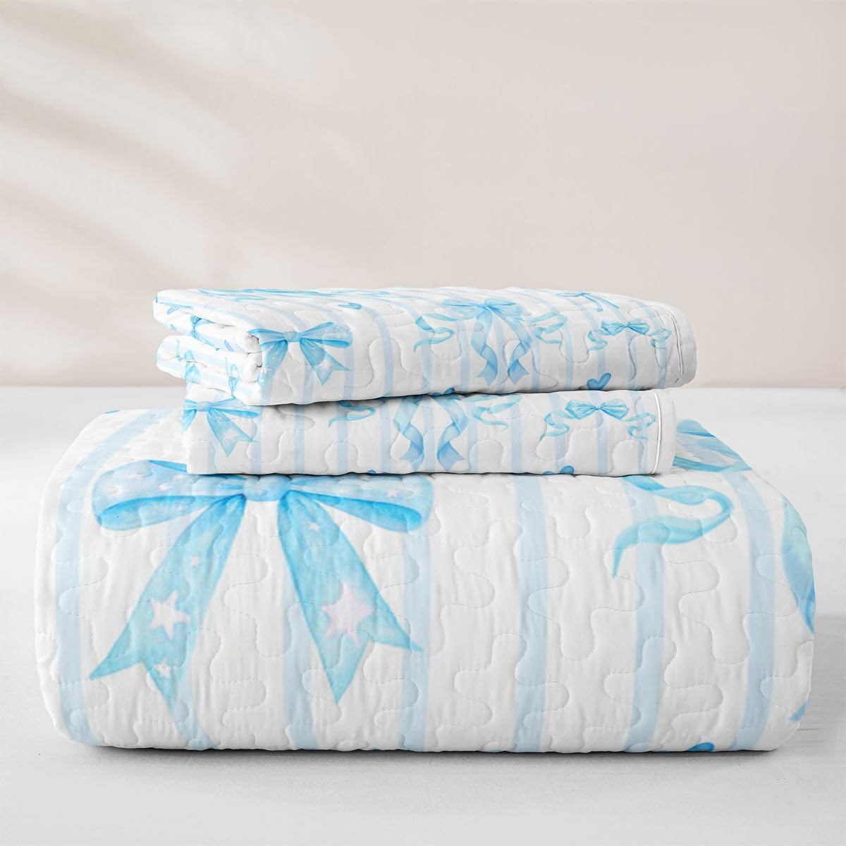 Homewish Süße Blaue Schleife Schleifchen Steppdecke 220x240cm