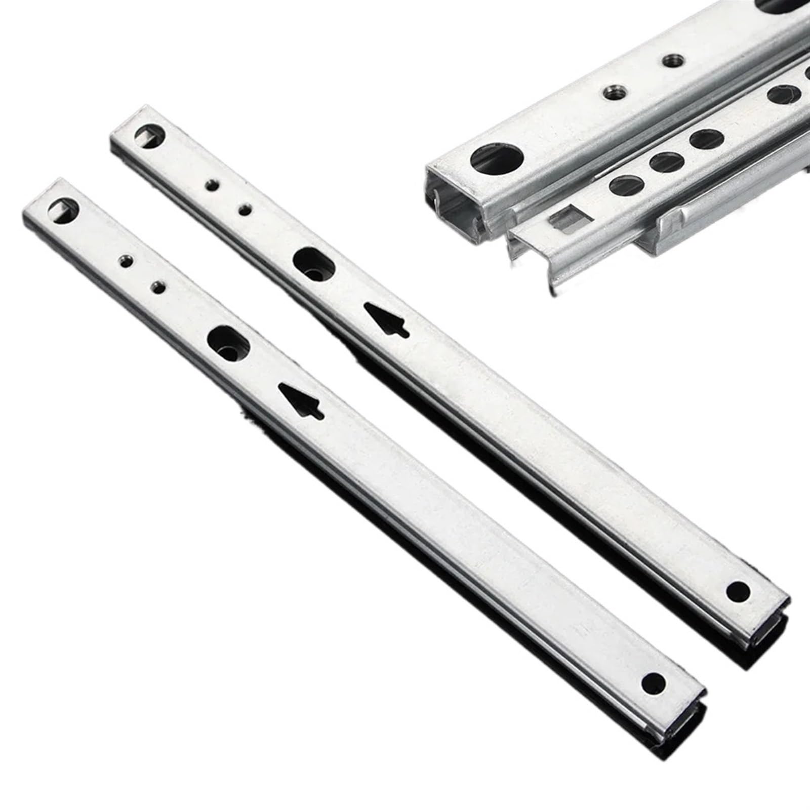 Oumifand 342Mm-14Inch 1 Pair Drawer Slide Ball Guide Two Sections 17Mm Wide Steel Fold Rail Furniture Hardware Fittings(342Mm-14Inch)