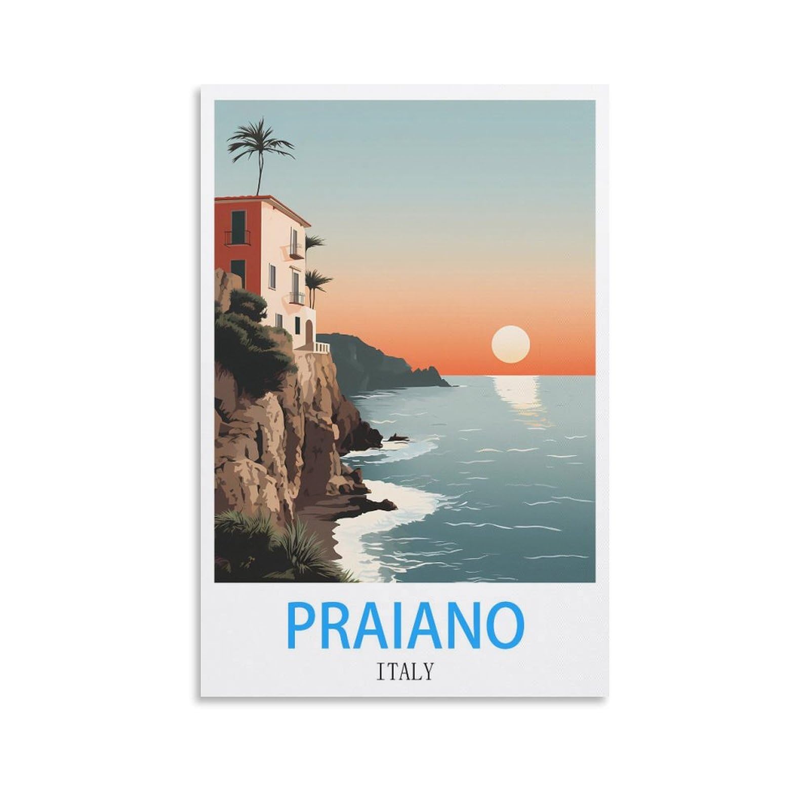 Vintage Metal Tin Sign,Praiano Italys,Metal Wall Decorative Tin Signs for Home Kitchen Bar Coffee Shop Club Orchard Decoration 30x30cm