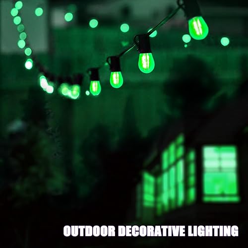 Miniatura 5 de Bombillas LED S14 verdes de repuesto de 2 W para luces de cadena de luces al aire libre, base E26 inastillable, impermeable, filamento LED vintage,