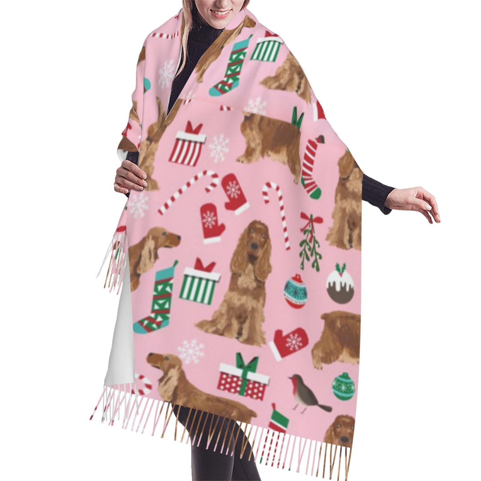 Gratka Unisex As Picture Scarf,Cocker Spaniel Dog Cocker Spaniel Cute Dog Design, Fringed Scarf Large Warm Soft Cashmere Feel Shawls Wraps 196X68 Cm