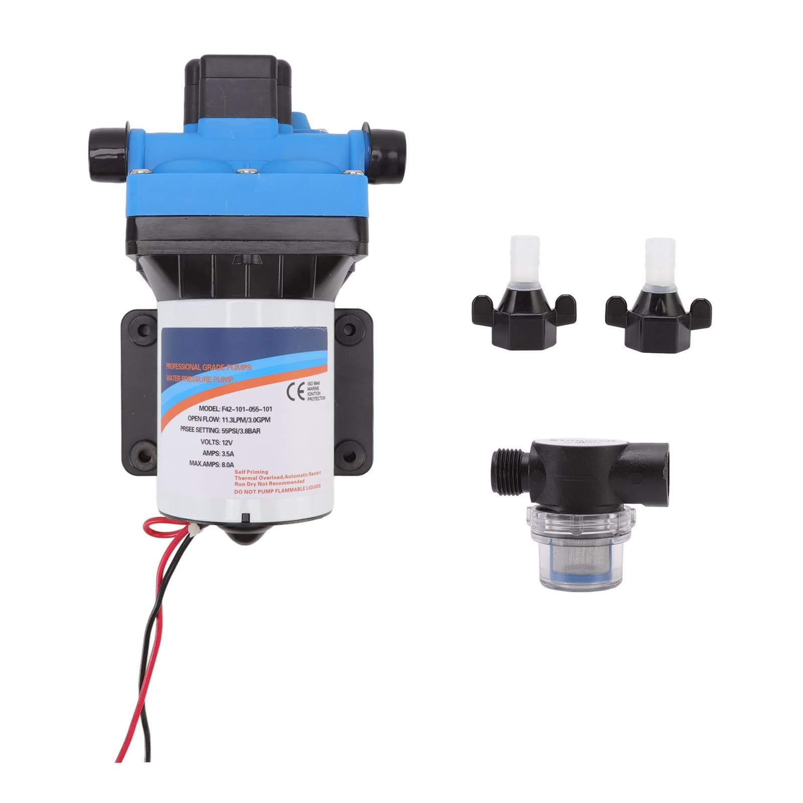 Eujgoov Bomba de Agua para Vehículos Recreativos de 12 V, Bomba de Agua para Vehículos Recreativos con Placa de Hierro, Bomba de Agua para Vehículos Recreativos de 12 V, Rosca Externa