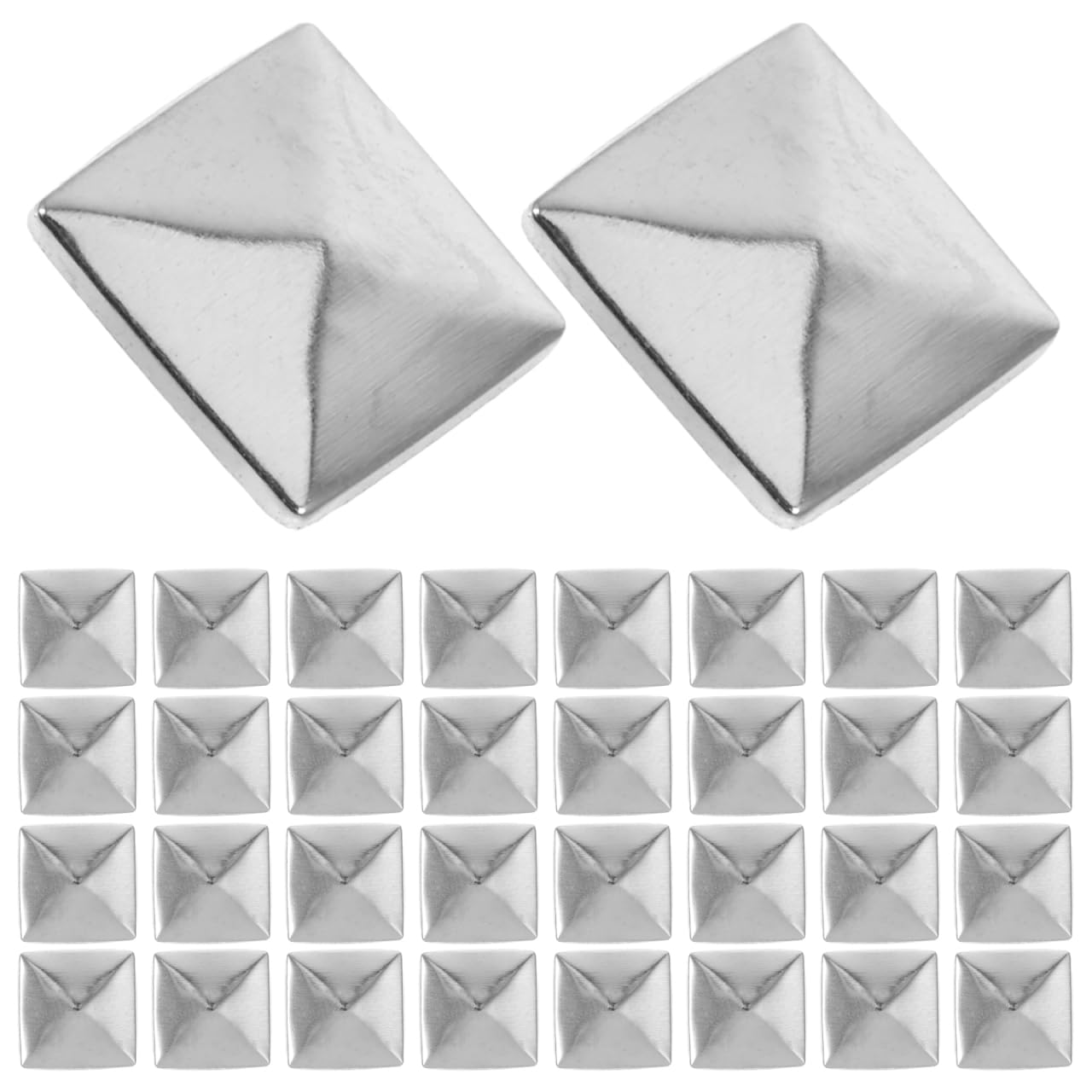 100Pcs Square Rivets：0.39in Copper Flat Back Pyramid Studs Flat Back, Silver Pyramid Flatback Studs, Metal Nail Head Rivet DIY Accessories for Clothing Bags Leather Shoes Bags Jewelry Crafts