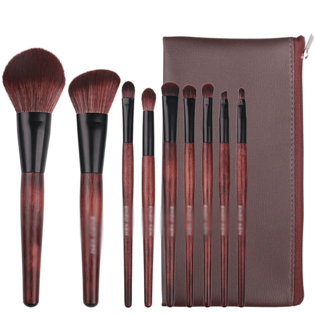 Juego de 9 brochas de Maquillaje, brocha for Sombra de Ojos, Juego Completo súper Suave de Herramientas de Belleza