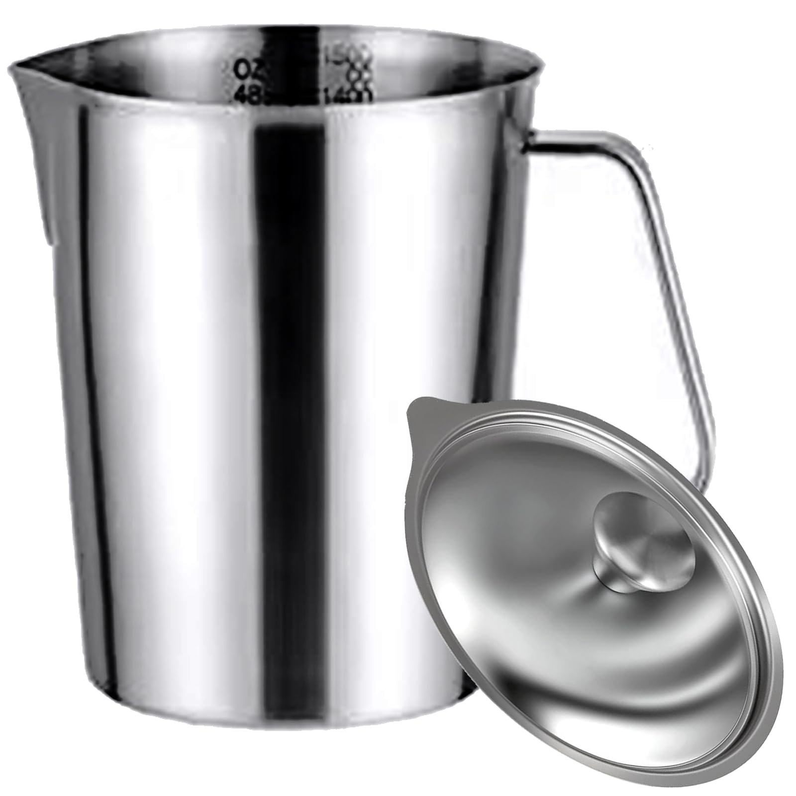 Taza medidora de acero inoxidable 304 grueso con escala precisa para café, leche, tés y cocina, 500 ml a 2000 ml Capaci