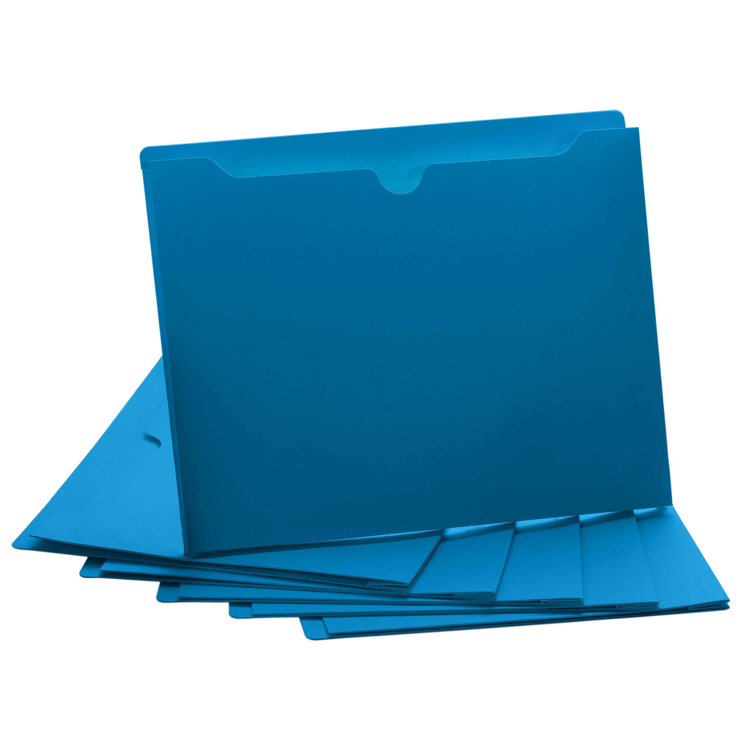 Blue File Jackets, 2 Inch Expansion, Letter Size, Reinforced Straight-Cut Tab, 6 Pack