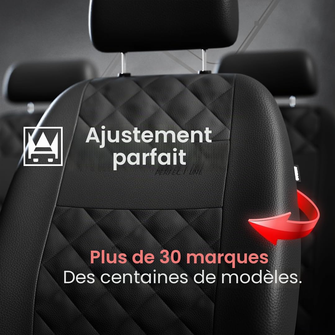 MOTOS Housse Siege Voiture Universelle pour Peugeot 308, Protection de siège de Voiture avec système de Coussins gonflables Actifs, idéale pour Les conducteurs, matériau à Trois Couches