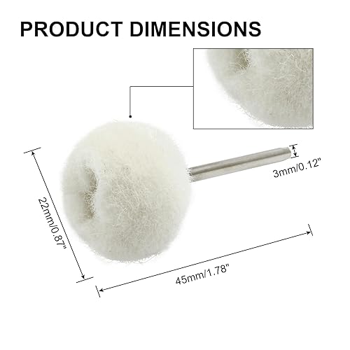 Miniatura 2 de Rueda de pulido de cachemira, rueda de pulido de lana montada en mandril de 0.118 pulgadas, rueda de pulido de lana suave, fina, accesorios de