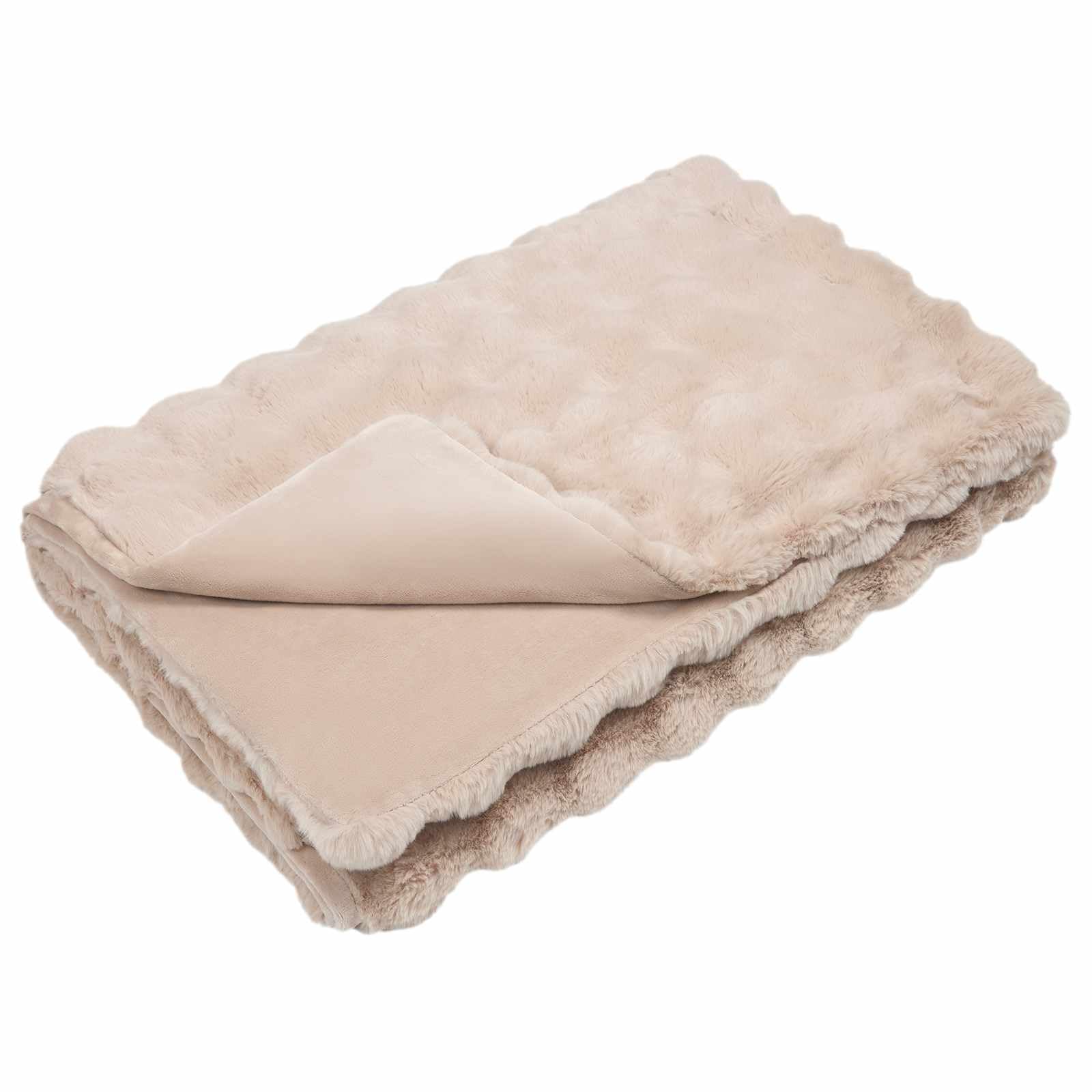 QZZCED Anti-Slip Faux Rabbit Fur Blanket, Olite Beige 220x240 cm, Soft Plush Bubble Texture Throw for Couch or Bed, Modern Cozy Winter Essential