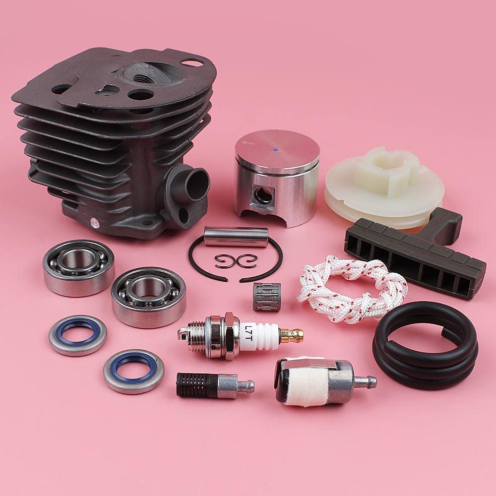 Kit de rodamiento de cigüeñal de pistón de cilindro de 46 mm para Husqvarna 50 51 55 motosierra rancher 503609171 503609104 W aceite sello de la polea de arranque