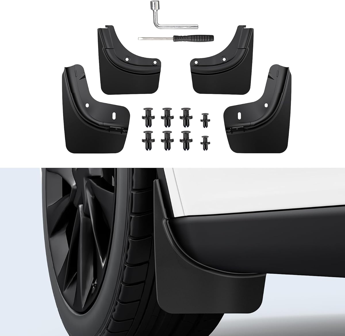 Motrobe 2026 2025 Tesla Model Y Juniper Mud Flaps Splash Guards [No Drilling Required] Mudflaps Tire Protection TPE All Weather Mudguards Model Y Juniper Accessories (Standard/Premium/Performance)