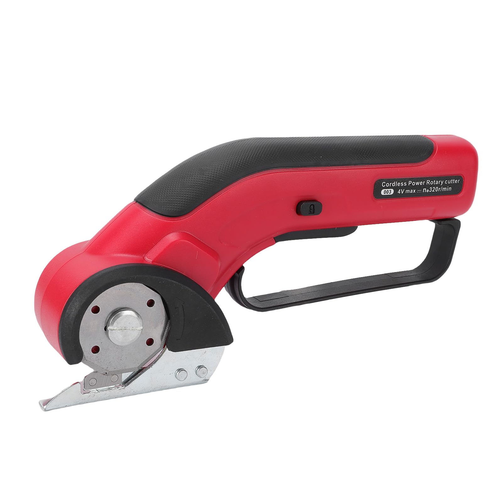 Cryfokt Tijeras Eléctricas Inalámbricas Potente Cortador Giratorio de Mano con Luz LED Frontal para Cortar Telas y Alfombras - Rojo