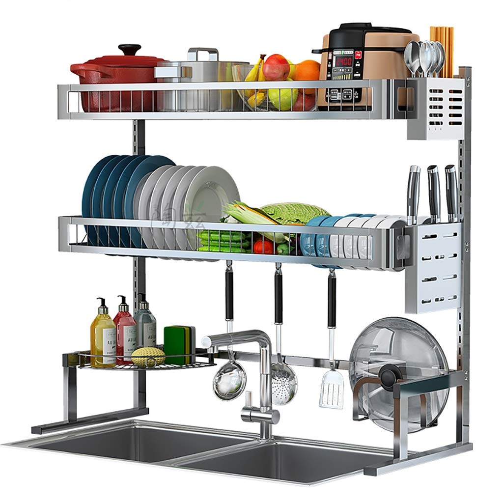 Scolapiatti sopra Il lavello: Utensili da Cucina in Acciaio Inox 304, asciuga e scola in Modo efficiente Ciotole, Piatti e Tazze, risparmiando Spazio!