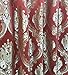 GOHD Luxe Love. Jacquard Window Curtain Panel Drape with Attached Fancy Valance. 2pcs Set. (Wine, 54