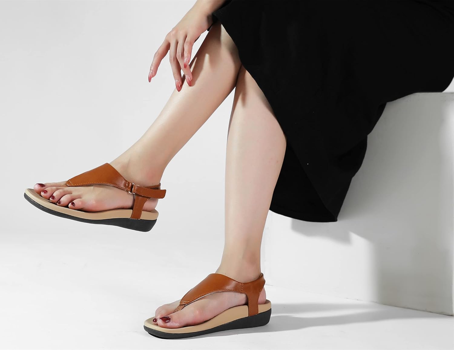 UTENAG Womens Arch Support Sandals Orthotic Adjustable Thong Flip Flops - Image 6