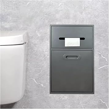 Bathroom Shelf Recessed Niche,Stainless Steel Shower Nich Stainless Steel Shower Nich, Recessed Toilet Paper Shower Niche, Wall Insert Storage Rack for Hotel Reside, Grey-50x30x14cm