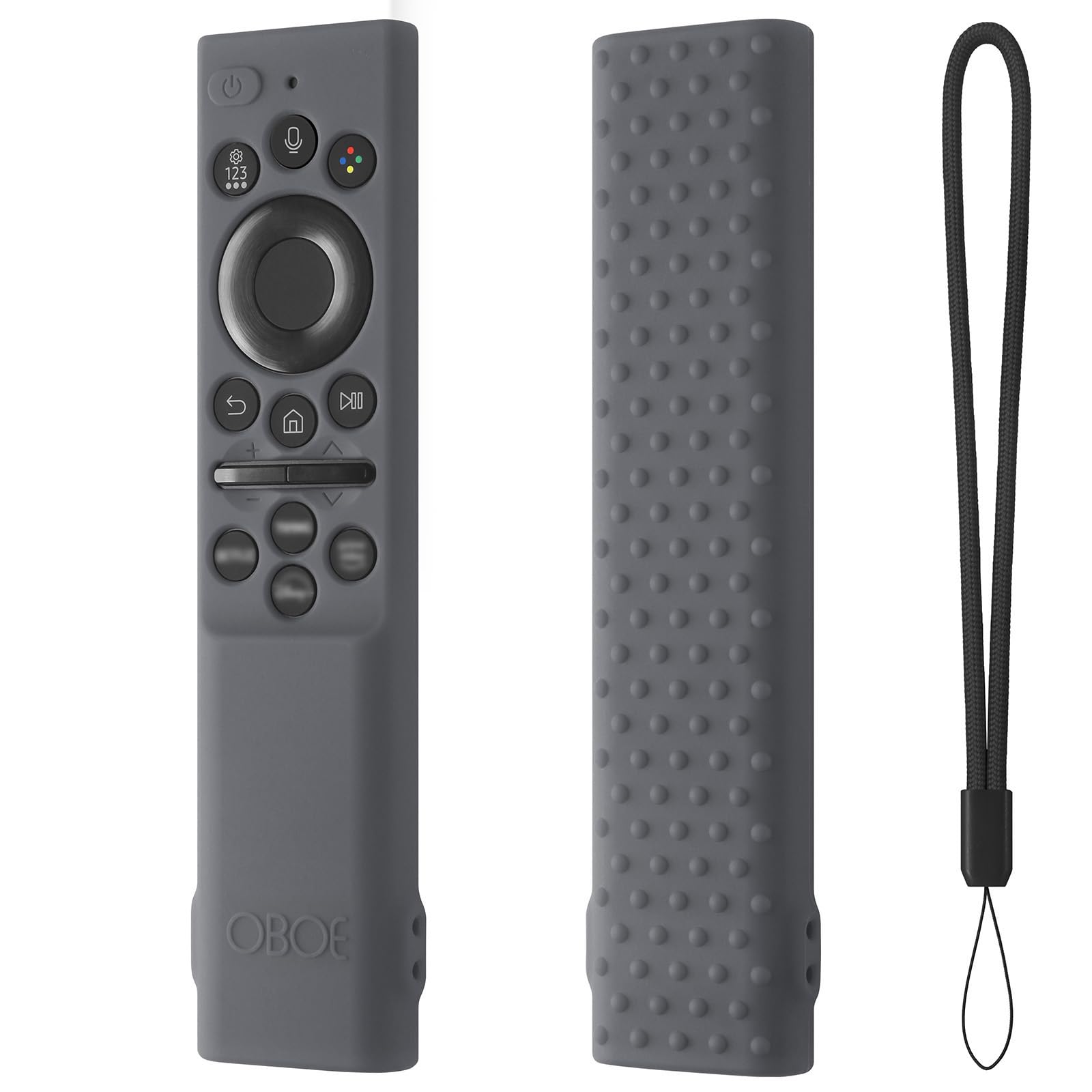 Oboe Silicone Tv Remote Cover Compatible with Samsung Smart Tv Remote 2026 Model BN59-01498A Open Key Case with Lanyard (Dark Grey) [REMOT E NOT Included]