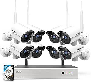 1080P Security Camera System Wireless with 2TB Hard Drive, Plug and Play 8CH Video Surveillance NVR Kit with 8pcs HD Bullet IP Camera for Home/Store/Office, Night Vision Waterproof asin的图片