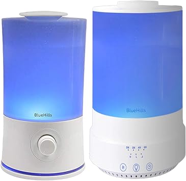 BlueHills Premium Set of 2 2000 ML and 2500 ML Large Essential Oils Diffusers for Big Rooms High Mist Output XL Capacity Adjustable Cool Mist Great Gift Value Pack of 2 White