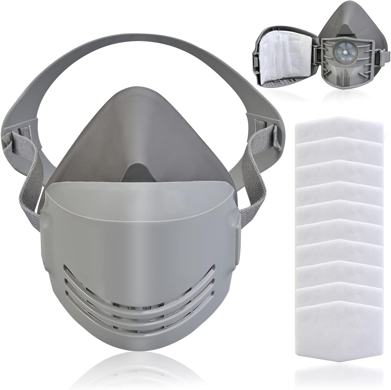 Faburo Dust Face Cover, Reusable Half Face Cover with 10 Replaceable Filter Cotton, Safety Protection Face Cover Suitable for Dust, Painting, Welding, Decoration, Woodworking