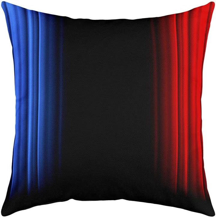 jejeloiu Funda de cojín geométrica abstracta degradada, funda de cojín a rayas azules, negras y rojas para decoración del hogar, sala de estar,