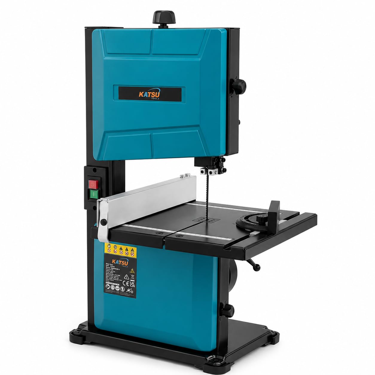 KATSU Tools 200mm Bandsaw - 350W Electric Woodworking Benchtop Band Saw, 80mm Cutting Depth, 0-45° Tiltable Metal Work Table for Mitre Cuts & Parallel Stop, for DIY Hobby Projects 100552