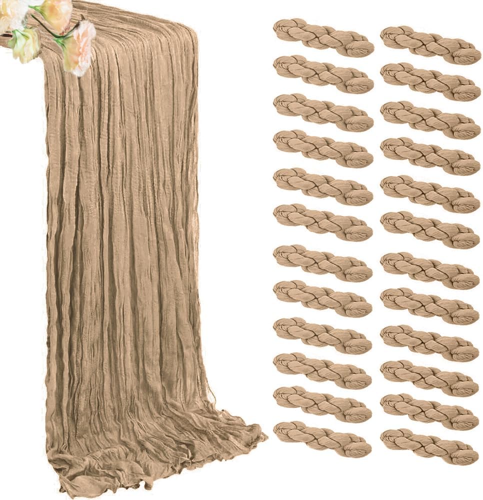 16 Packs Purple Cheesecloth Table Runner 35×118 Inch Boho Rustic Table Runners for Wedding, Baby Shower, and Holiday Decorations.