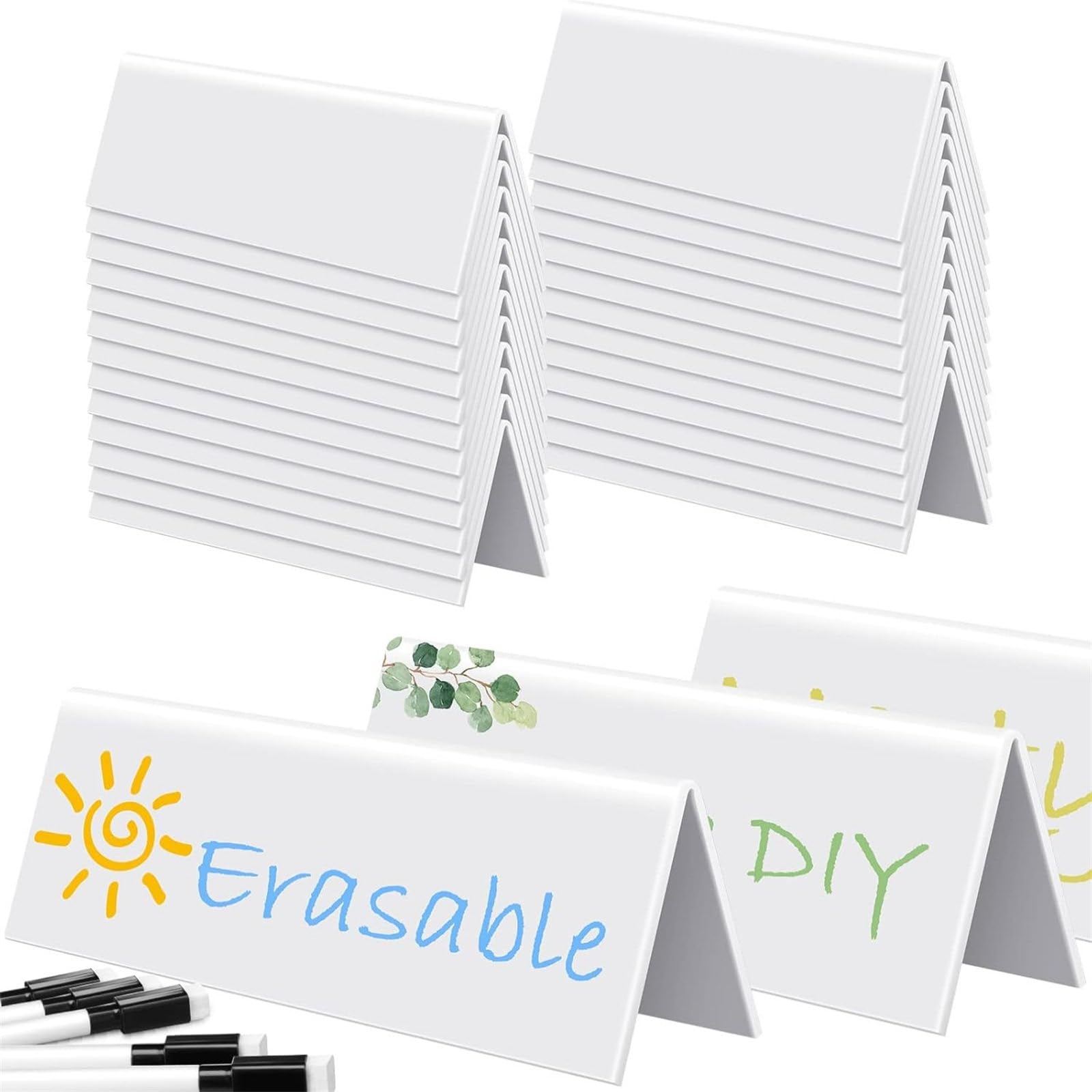 Tarjetas de identificación de mesa con base segura
