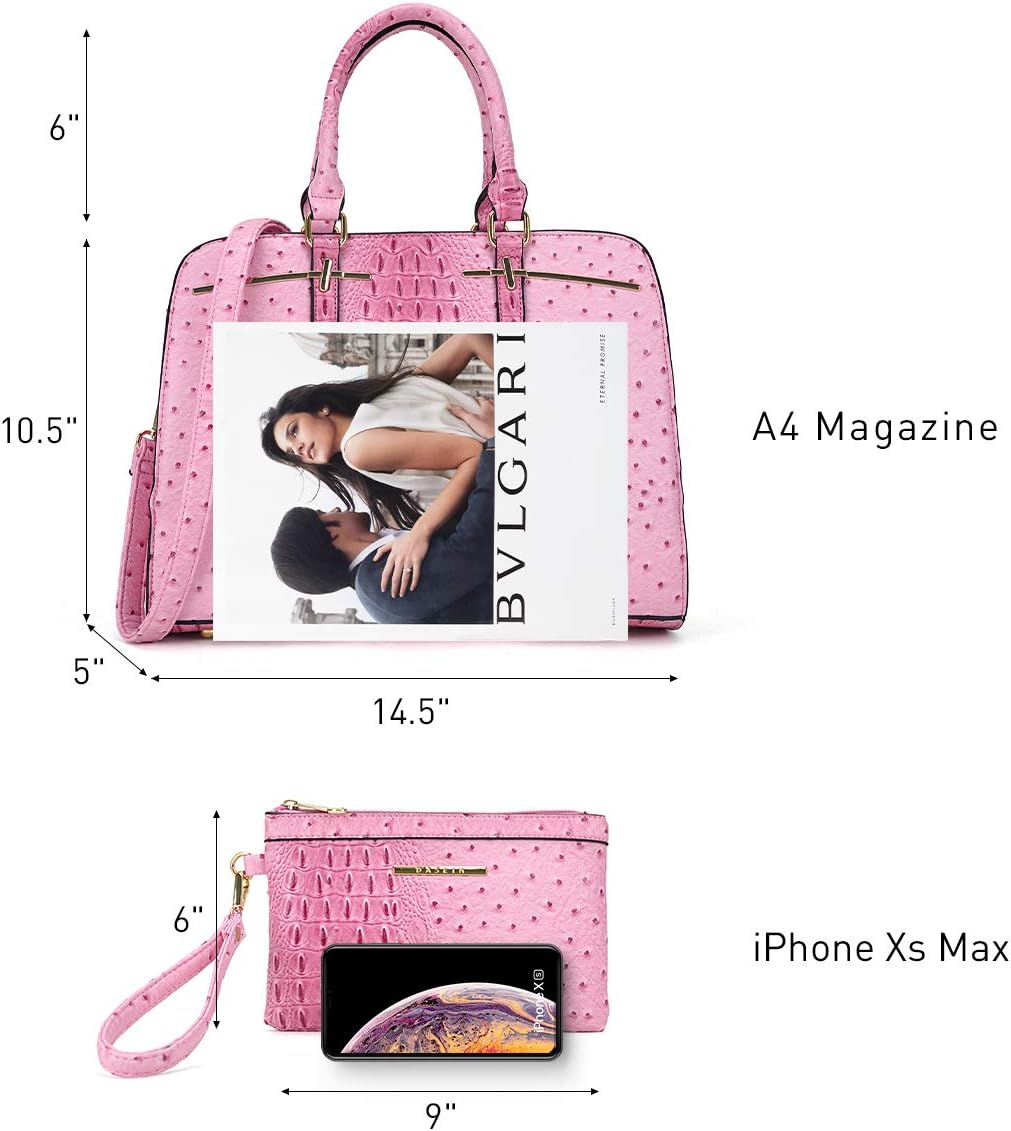 Women Handbag Wallet Tote Shoulder Hobo Bag Top Handle Satchel Purse Set 2pcs with 3 Compartments - Image 3