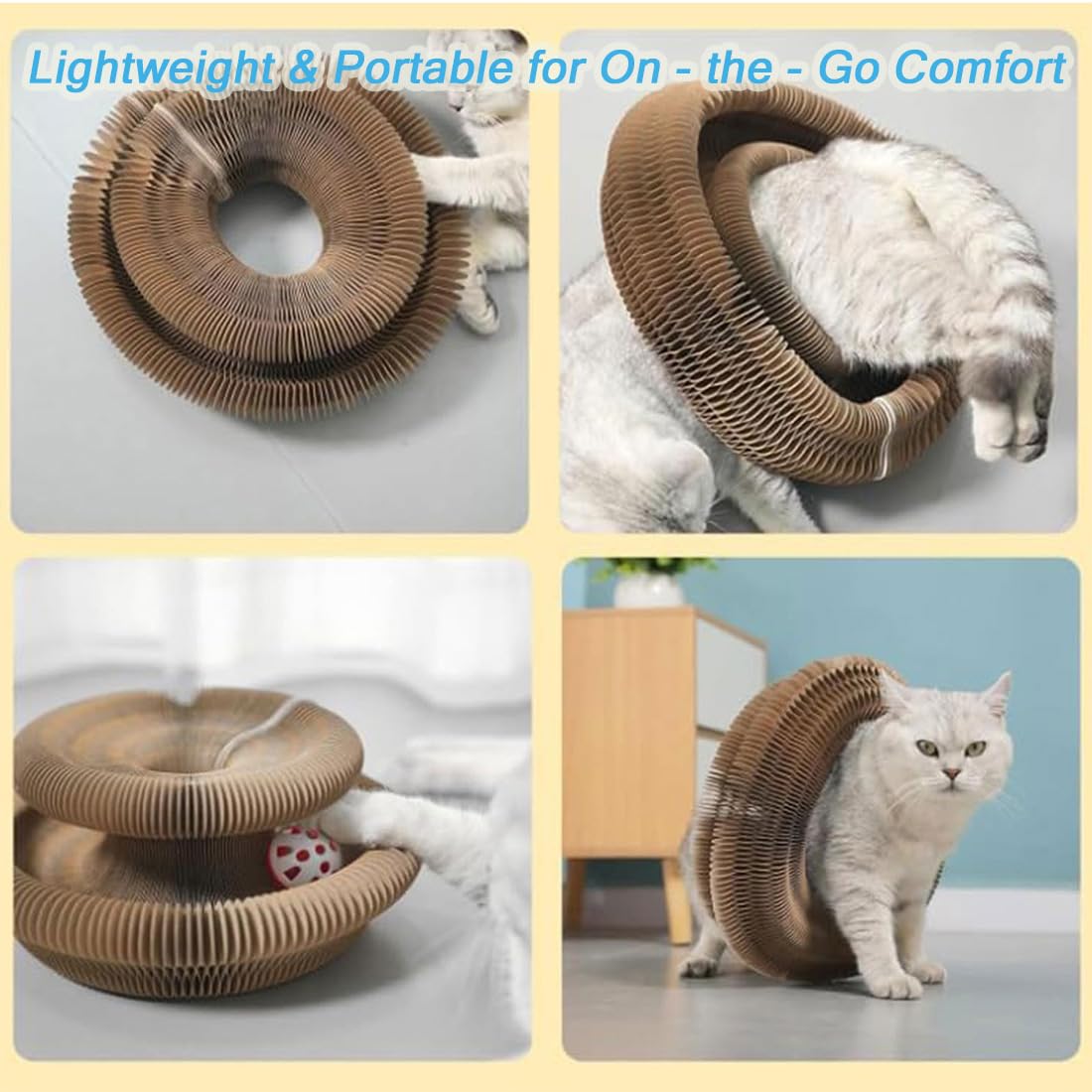 Balle pour chat, griffoir flexible pour chat avec clochette, jouet magique pour chat, jouet pliable avec balles, exercice physique mental interactif pour animaux de compagnie (2 pièces)