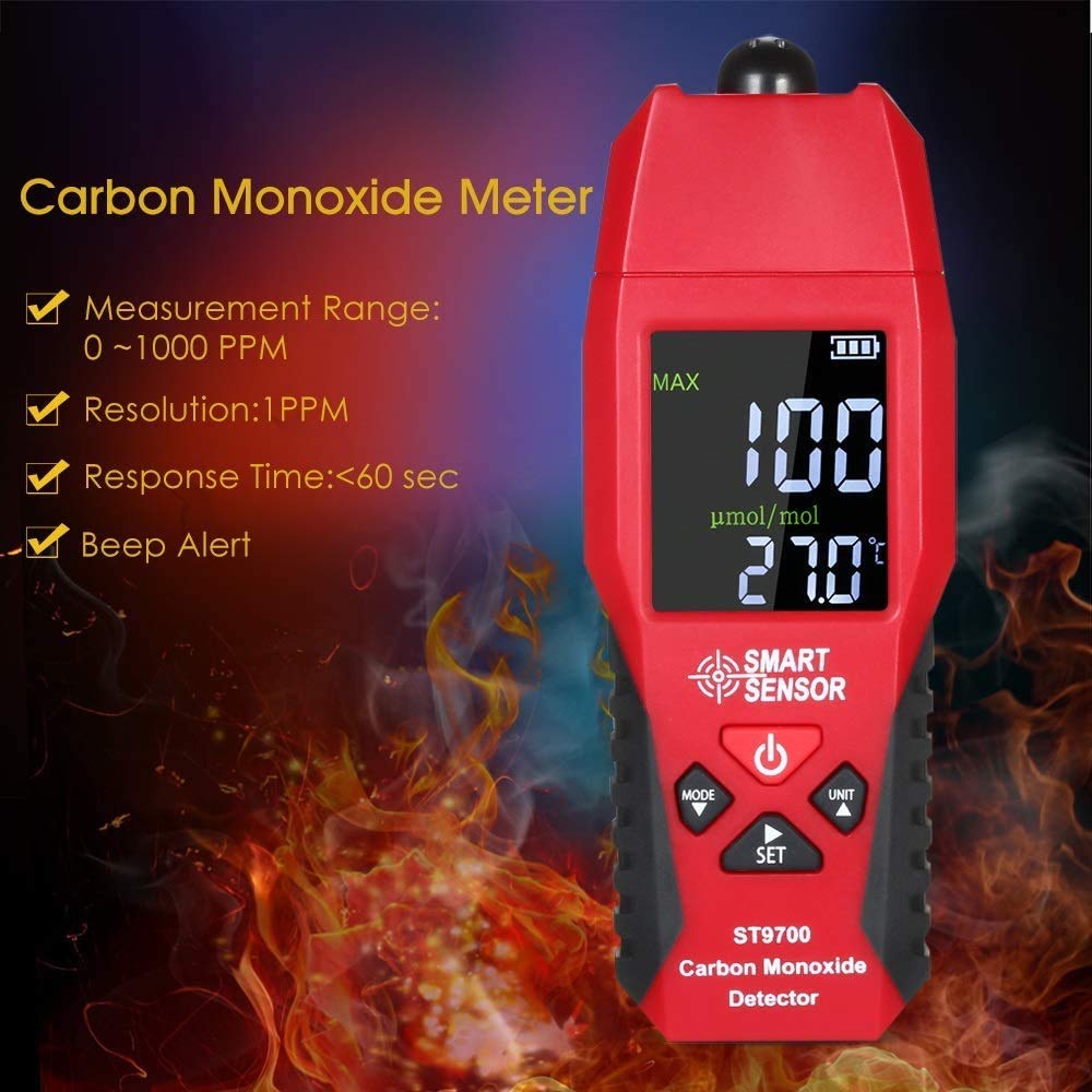 WJJ Monitor de Calidad del Aire CO2 2 EN 1 CO Detector de Gas medidor de Temperatura Monóxido de Carbono Analizador de Calidad de Aire Monitor de Control de Gas Analizadores de Fugas de Gas Advertir