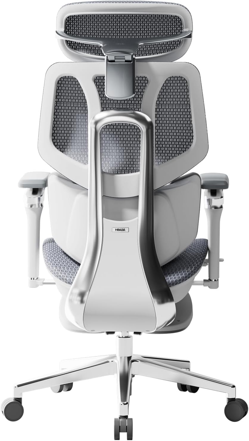 Hbada X7 Smart Ergonomic Chair, Office Chair, with Fully Automated Lumbar Tracking, 4D Adjustable Headrest, 720° Adjustable Armrests, Ventilated Seat Cushion, Swivel, Grey