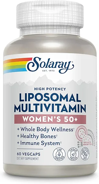 SOLARAY Liposomal Multivitamin for Women 50 Plus, Enhanced Absorption with Iron, Vitamin D, Vitamin C, B12, Biotin & More, Immune Support & Bone Health, Vegan, 30 Servings, 60 VegCaps