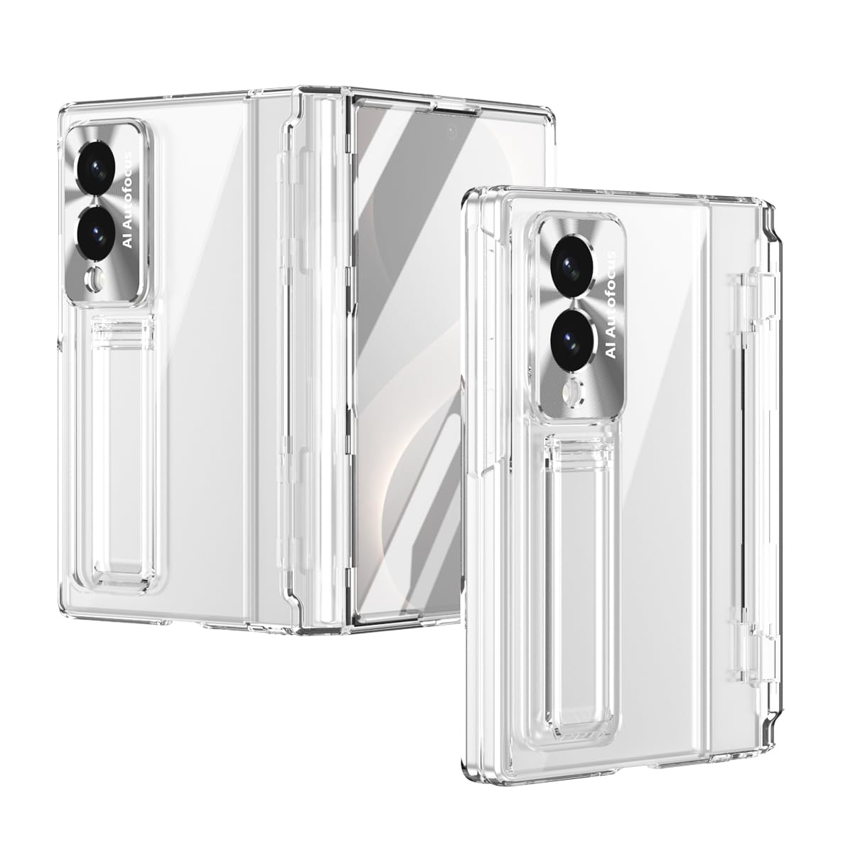 Custodia per Samsung Galaxy Z Fold 8 con portapenne e stilo, custodia trasparente monopezzo con protezione per cerniera cavalletto, protezione per lo schermo HD, antigraffio, custodia