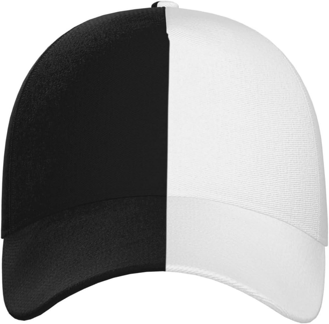 Half Black Half White Baseball Cap with Adjustable Snapback Hat for Outdoor Sun Fisherman Hat