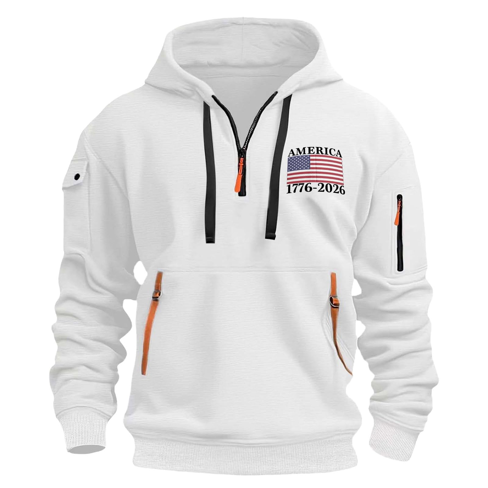 Sudaderas De Hombre Sudadera con Capucha para del 250.º Aniversario, Estilo Informal Conmemorativo, Urbano, 2026 Naranja Cortavientos Running Pijama Parejas Camisas Manga Larga Camisa