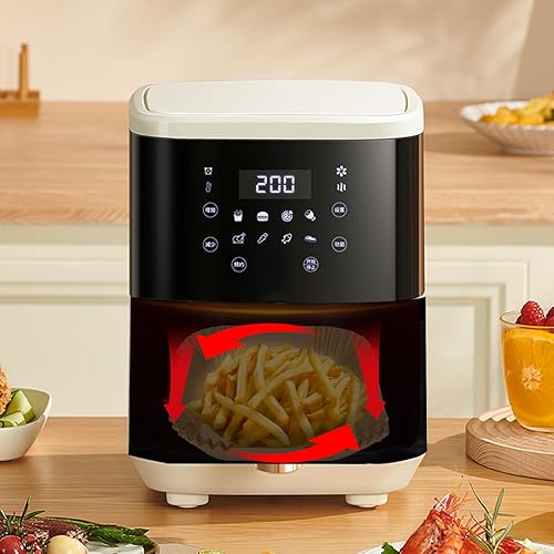 Miniatura 4 de Forros de papel para freidora de aire, 100 piezas de papel desechables para freidora de aire, forros de papel pergamino antiadherentes para canasta