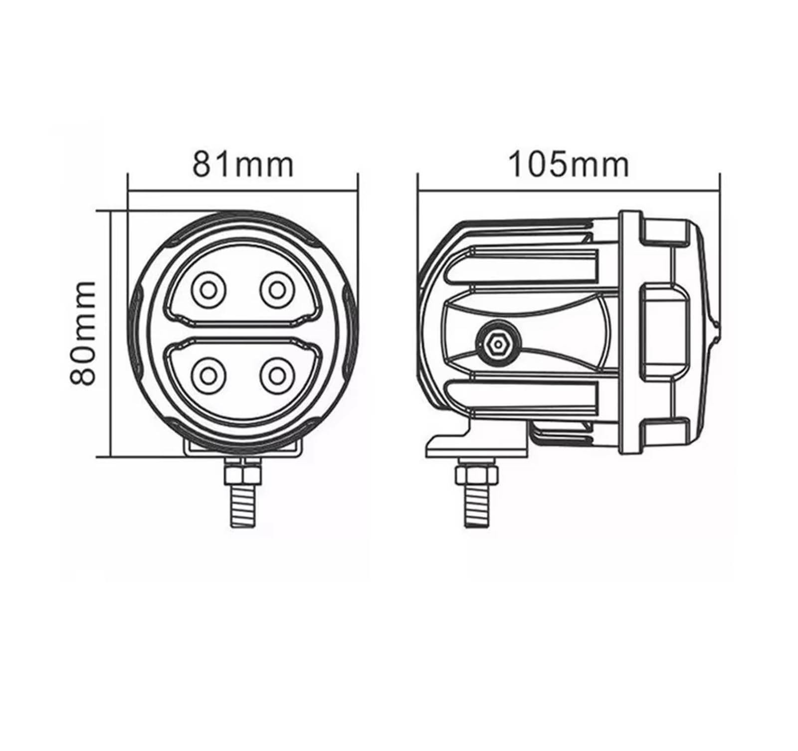 Proyector Moto Faros Delanteros para ATV para Scooter para Café para Racer 1 Pieza Luces LED Antiniebla Conducción 4000LM 4 Piezas Chips Alta Potencia Foco Trabajo