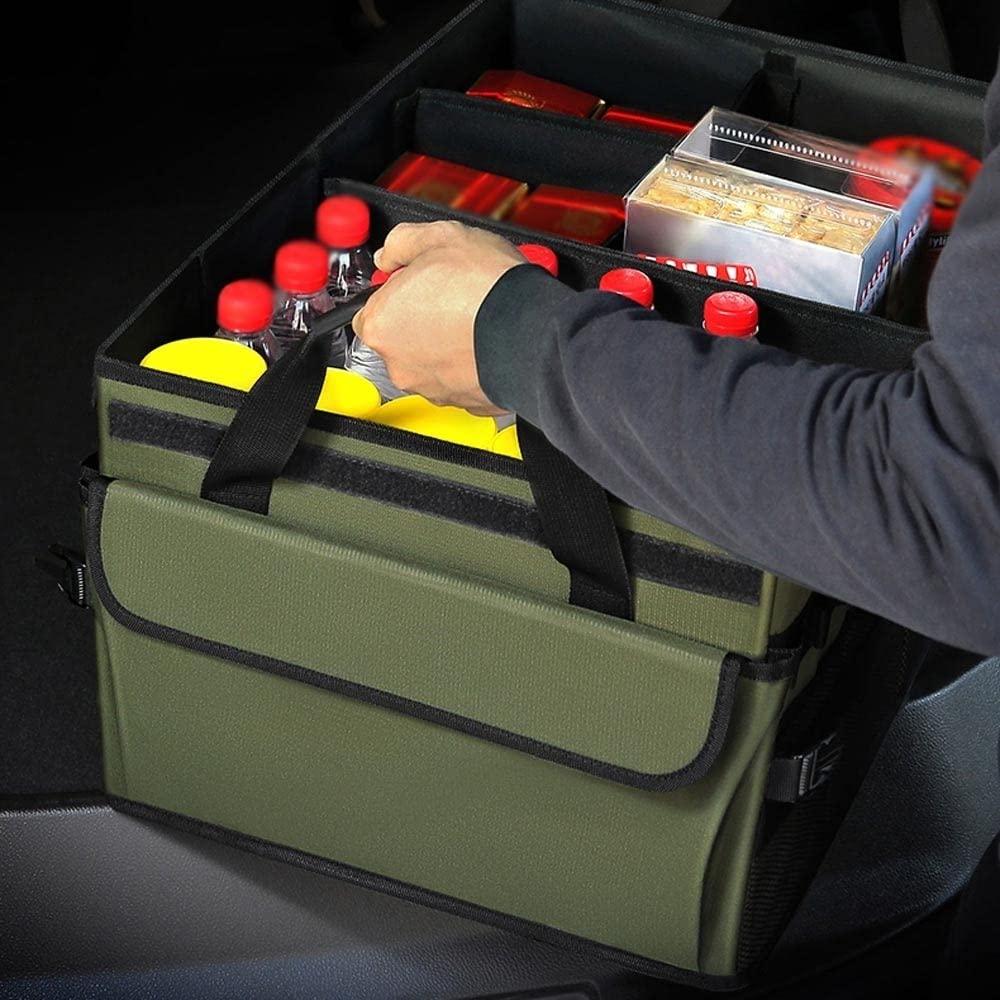Kofferraum-Organizer mit hoher Kapazität - Multifunktionaler zusammenklappbarer Kofferraum-Organizer for das Auto Stabiler Kofferraum-Organizer Auto-Kofferraum-Organizer mit Deckel und rutschfester Un