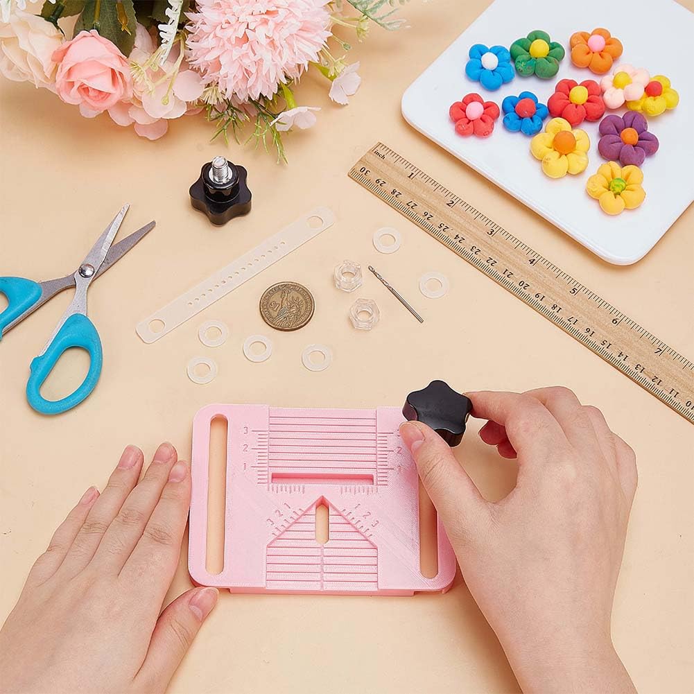 FREEBLOSS Bohranleitung Für Ohrringe Aus Polymer Clay Werkzeuge Für Ohrringe Aus Polymer Clay Inklusive Plattenbohranleitung Rosa