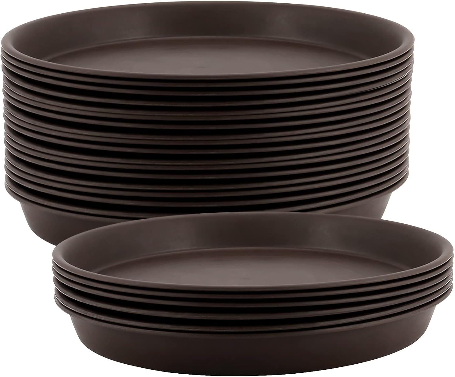FUNSUEI LAUYUT 24 Pack 12 Inches Plant Saucer Drip Trays, Suit for Pots Less Than 10 Inches Bottom Diameter, Thick Brown Plastic Plant Trays, Round Plastic Drip Trays for Indoor and Outdoor Plants