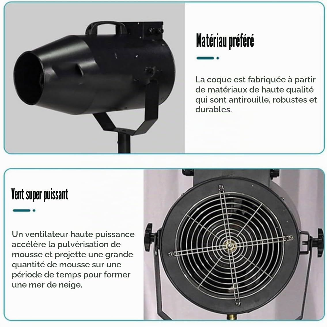 Machine à mousse de grande taille 1000 W, jet d'effet de scène à angle réglable, pour fêtes en plein air, baignade estivale pour enfants, distance de 6 à 10 m/surface de 80 m²