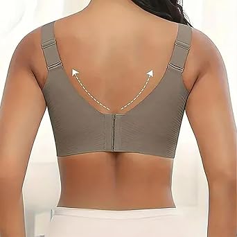 Women's Ribbed Adjustable Wireless Bra, Super Firming Wire-Free Push up
