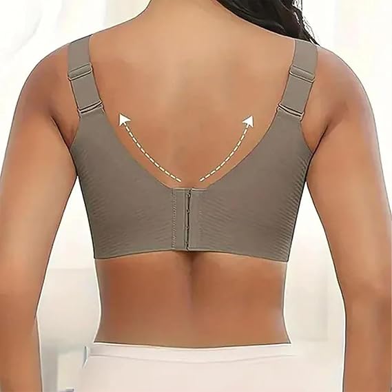 Women's Ribbed Adjustable Wireless Bra, Super Firming Wire-Free Push up