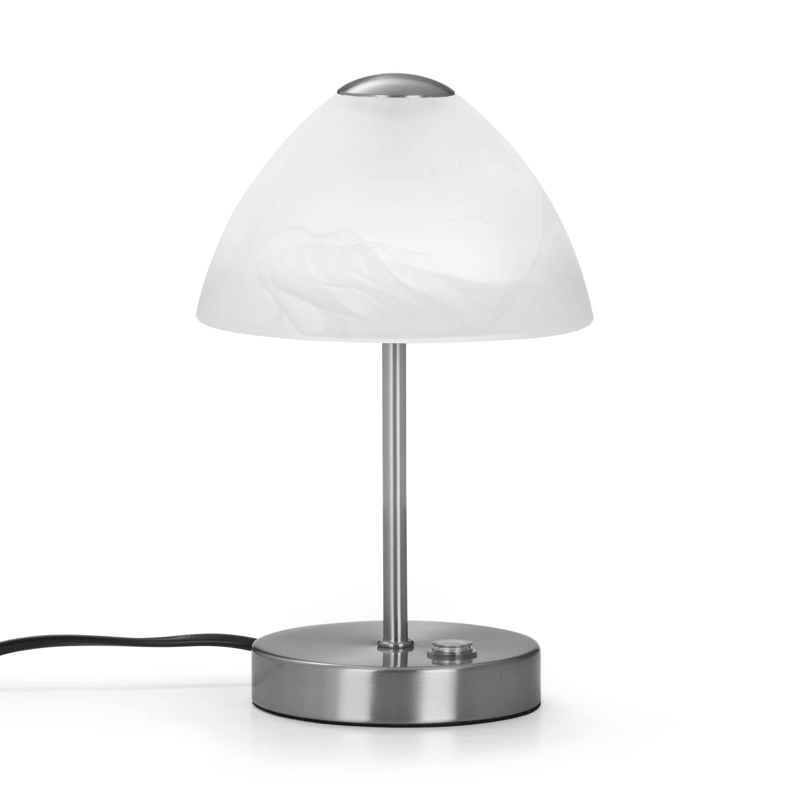 Reality Leuchten Tischleuchte Queen R52021107, Metall Nickel matt, Glas alabasterfarbig weiß, inkl. 2.5 Watt LED, 15 x 15 x 24 cm