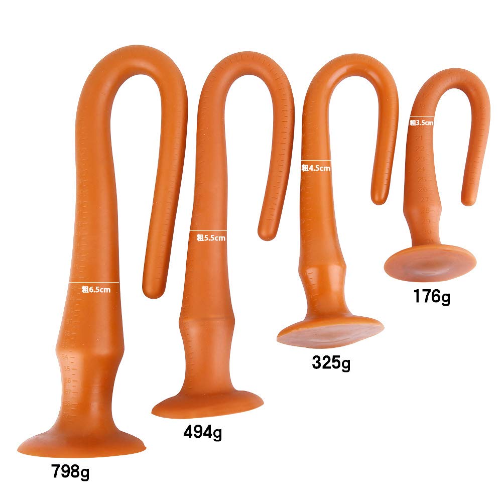 Set di spine anali, morbido dildo anale in silicone liquido con ventosa masturbatori vaginali giocattoli erotici per donne SM sesso anale gay (gold,L)