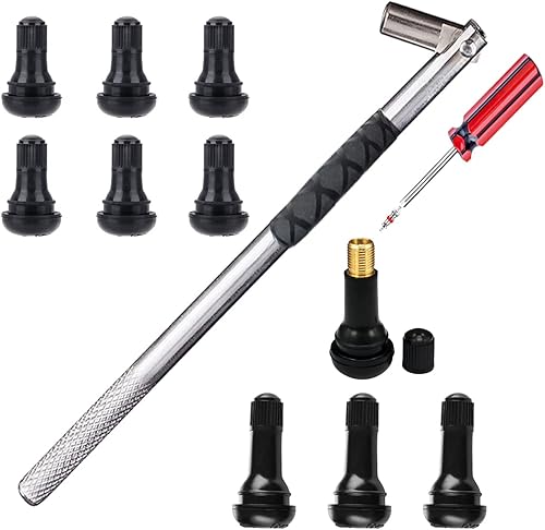 Dr.Roc Juego de herramientas para extracción de vástago de válvula de neumático, 1 instalador de vástago de válvula, 10 vástago de válvula de