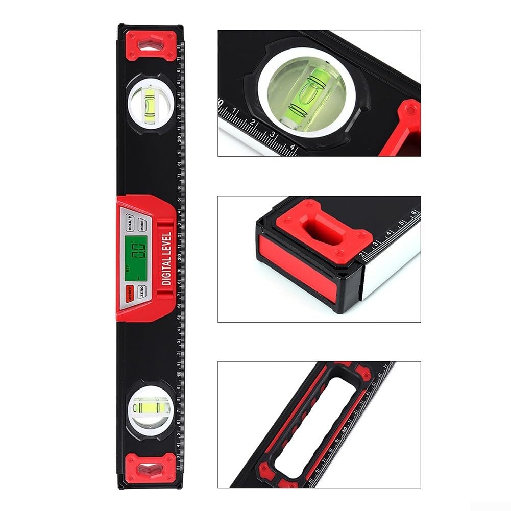 Nivel de burbuja digital, nivel magnético digital y transportador, pantalla LED, buscador de ángulo inclinómetro a nivel de espíritu, IP67 resistente al agua (40 cm)