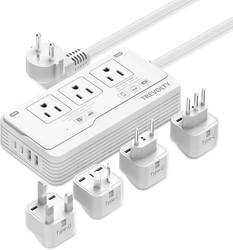 TREVOLTY Convertidor de voltaje de 2000 W de EE. UU. a Europa para secador de pelo, convertidor de 220 V a 110 V para viajes europeos con 3 AC 2