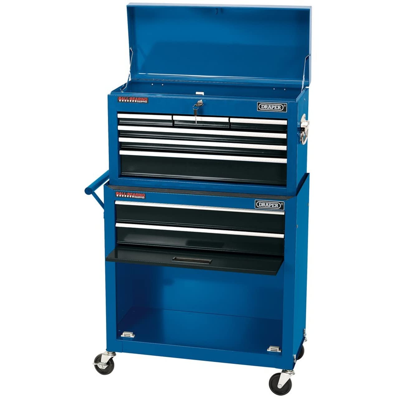 Draper Tools 51177 - Carrello portautensili con ruote e 2 cassetti, con cassettiera superiore a 5 cassetti